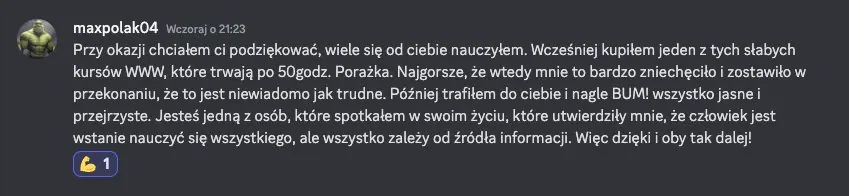 Wiadomość od kursanta